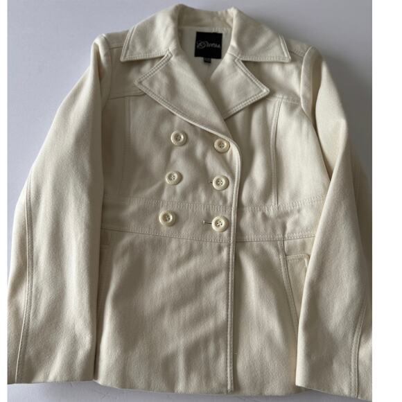 Guess Jackets & Blazers - BY GUESS Cream Double Breasted Tailored Peacoat - XL